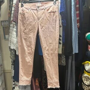 LOFT Pink/Red Striped Ankle Jeans